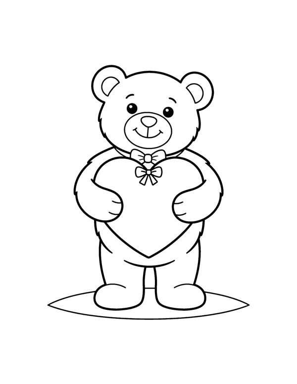 Heart Bear Coloring Page - Valentine's Day Coloring Pages