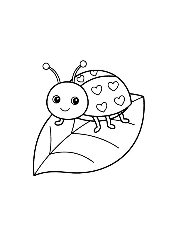 Love Bug Coloring Page - Valentine's Day Coloring Pages