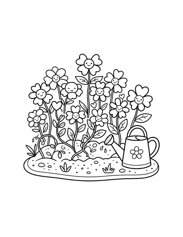Heart Garden Coloring Page - Valentine's Day Coloring Pages
