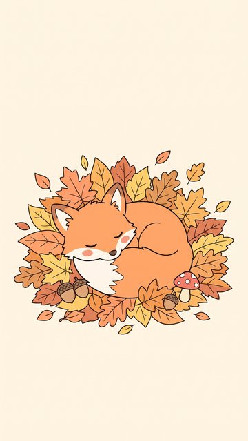 Fox Leaf Pile phone wallpaper