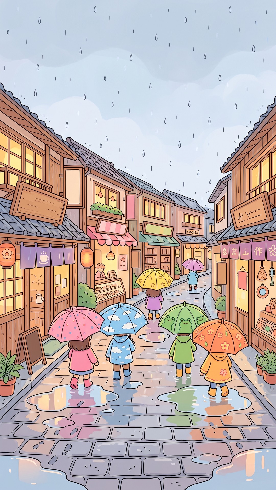 Umbrella Street cute phone wallpaper