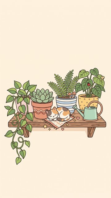 Plant Shelf phone wallpaper
