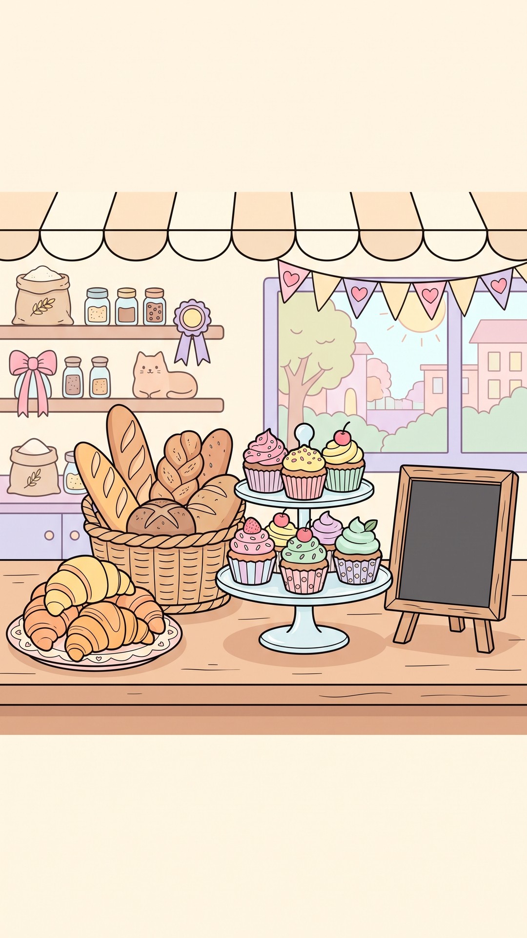 Bakery Counter cute phone wallpaper