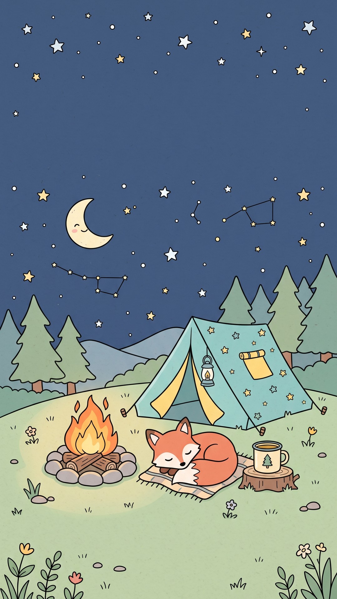 Stargazing Tent cute phone wallpaper