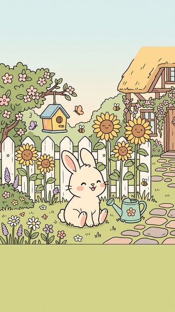 Cottage Garden Bunny phone wallpaper