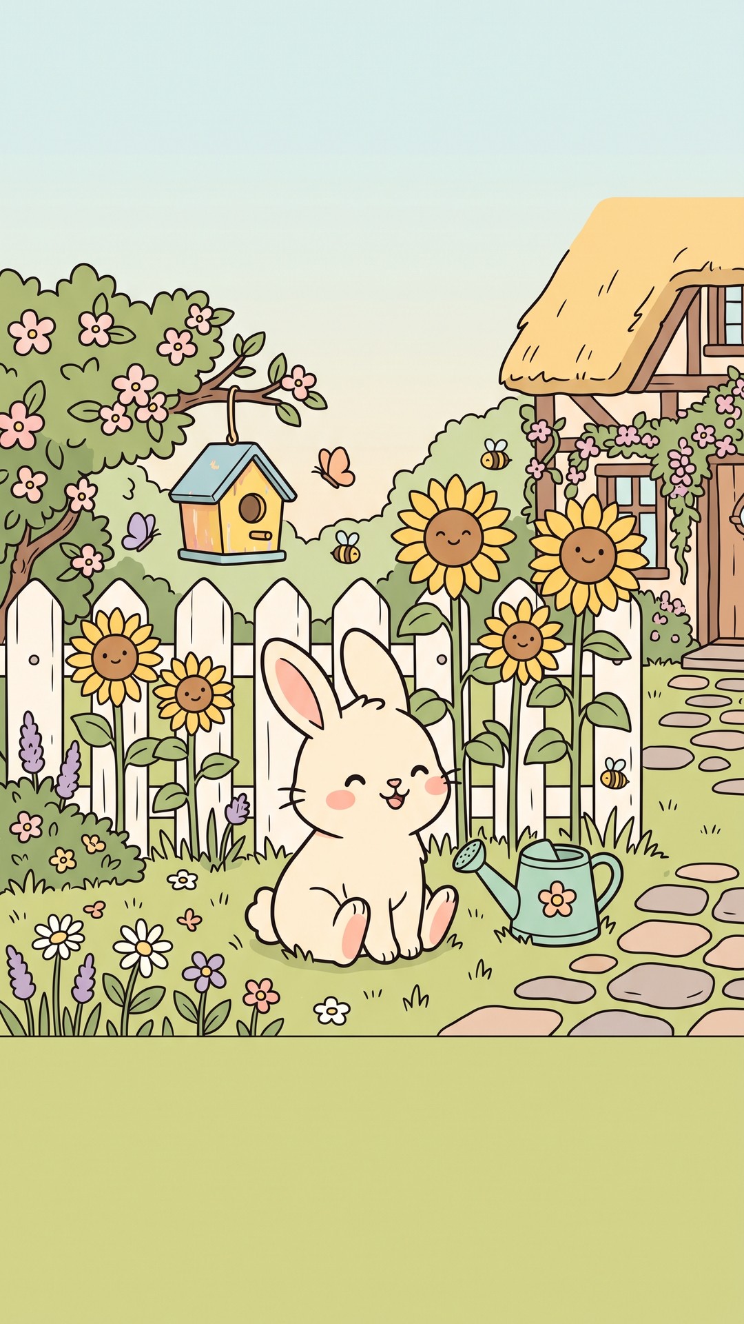 Cottage Garden Bunny cute phone wallpaper