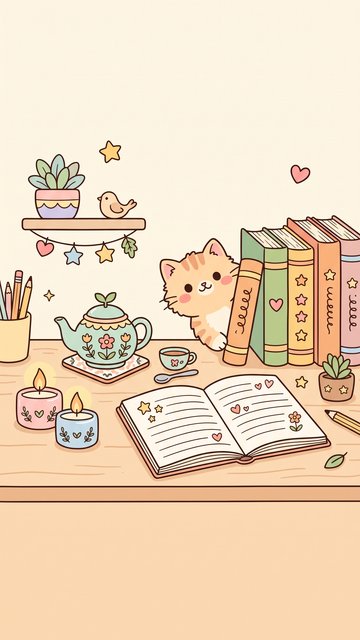 Study Desk Candles phone wallpaper