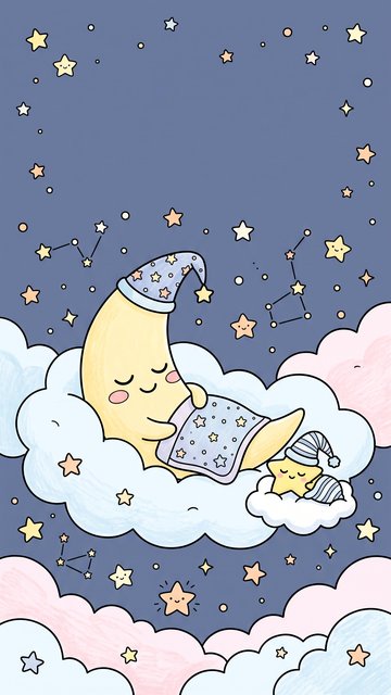 Sleepy Moon Clouds phone wallpaper