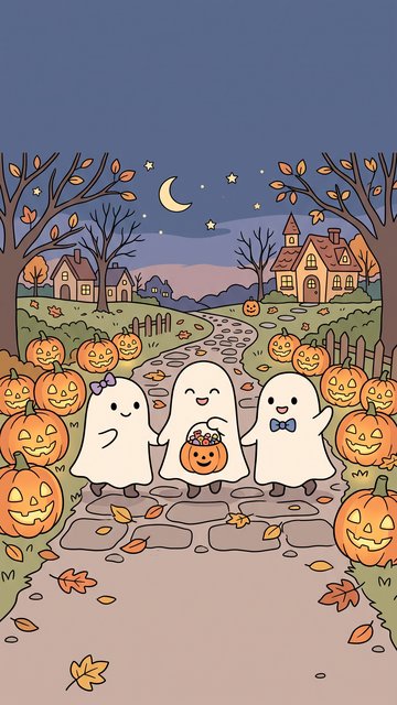 Ghost Friends Treats phone wallpaper