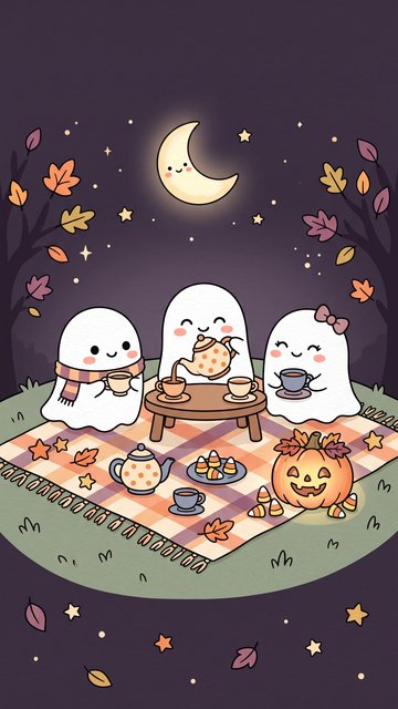 Ghost Tea Party phone wallpaper