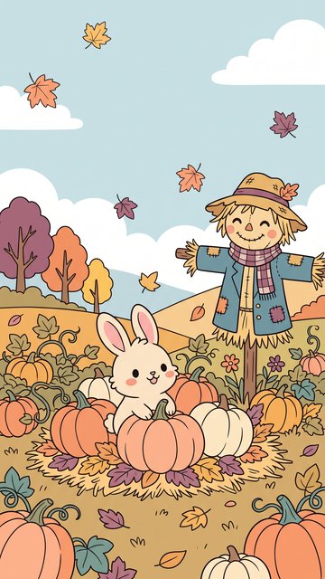 Pumpkin Patch Bunny phone wallpaper