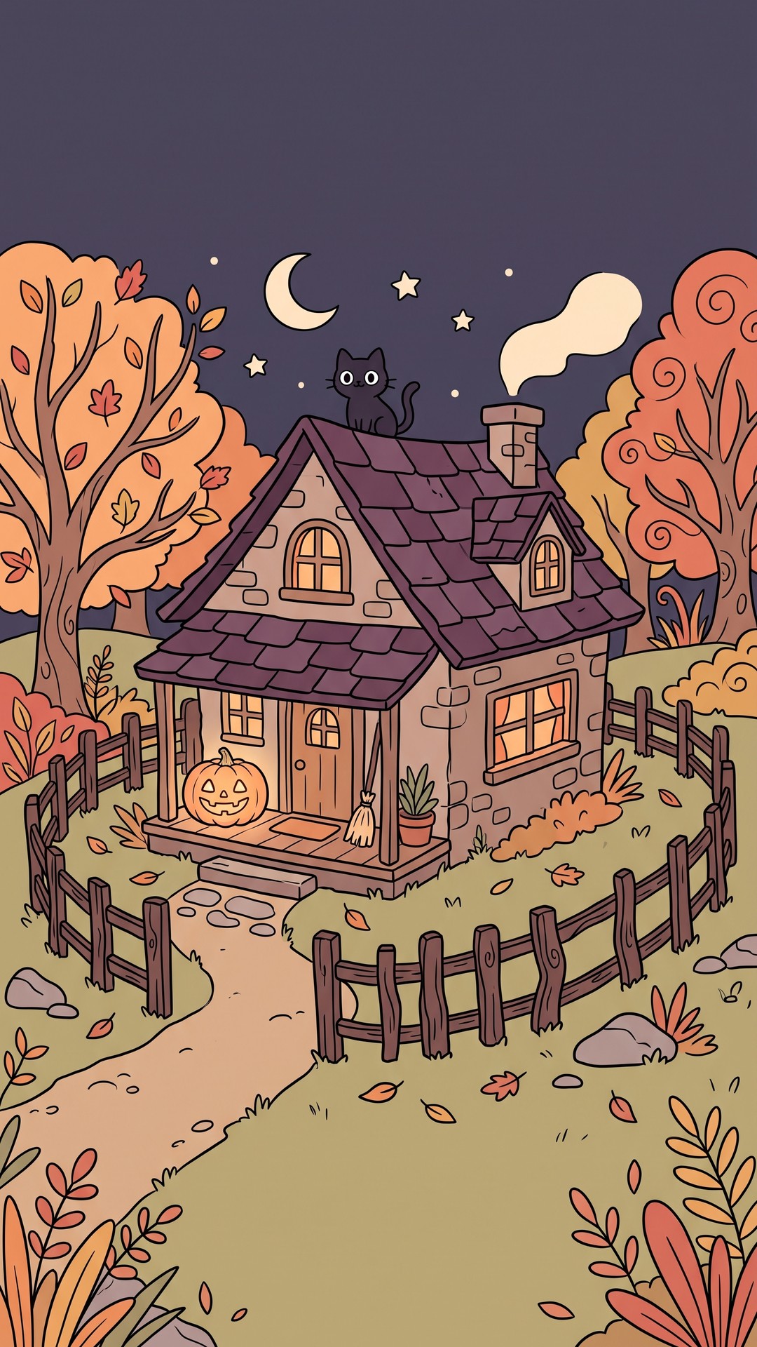 Haunted Cottage Cozy cute phone wallpaper
