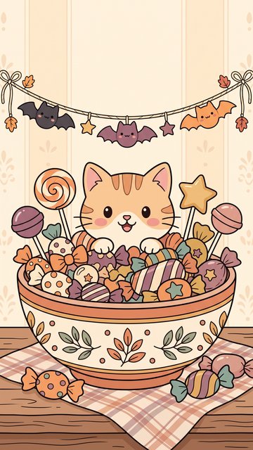 Candy Bowl Kitten phone wallpaper