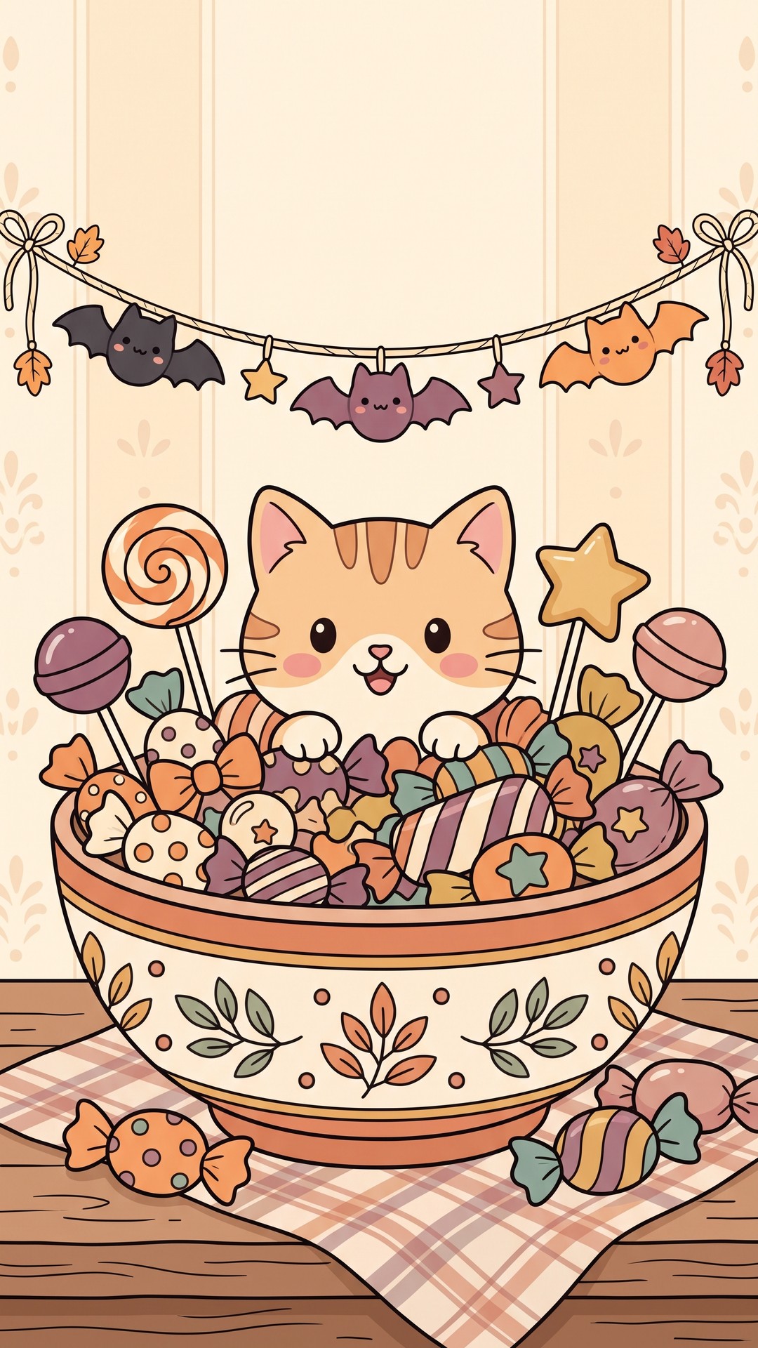 Candy Bowl Kitten cute phone wallpaper
