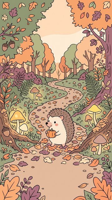 Mushroom Lantern Path phone wallpaper