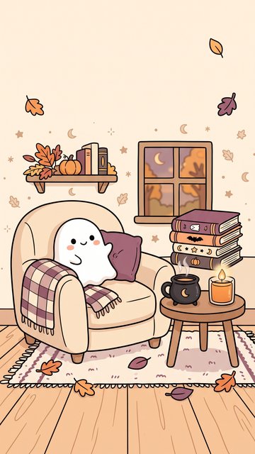 Spooky Reading Nook phone wallpaper