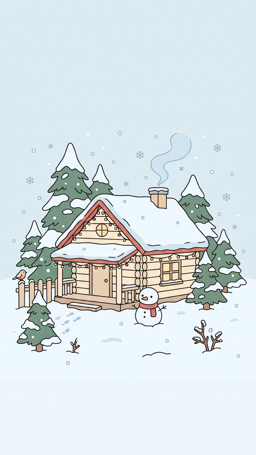 Snow Cabin Lights cute phone wallpaper