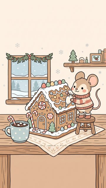 Gingerbread House Mouse phone wallpaper
