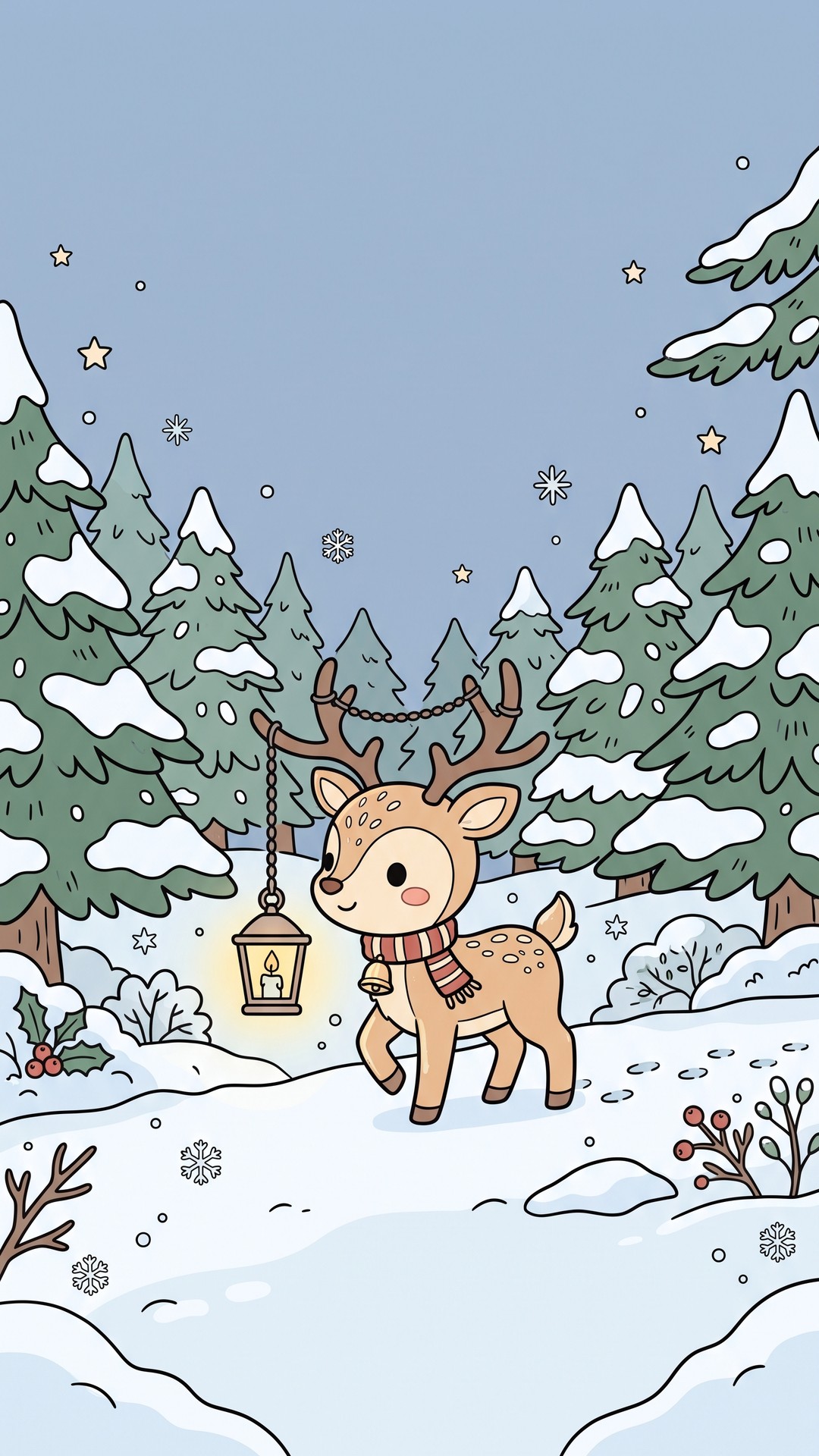 Reindeer Lantern cute phone wallpaper