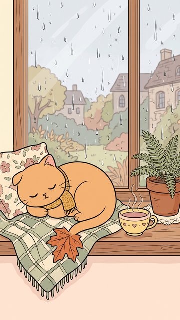 Rain Window Tea phone wallpaper