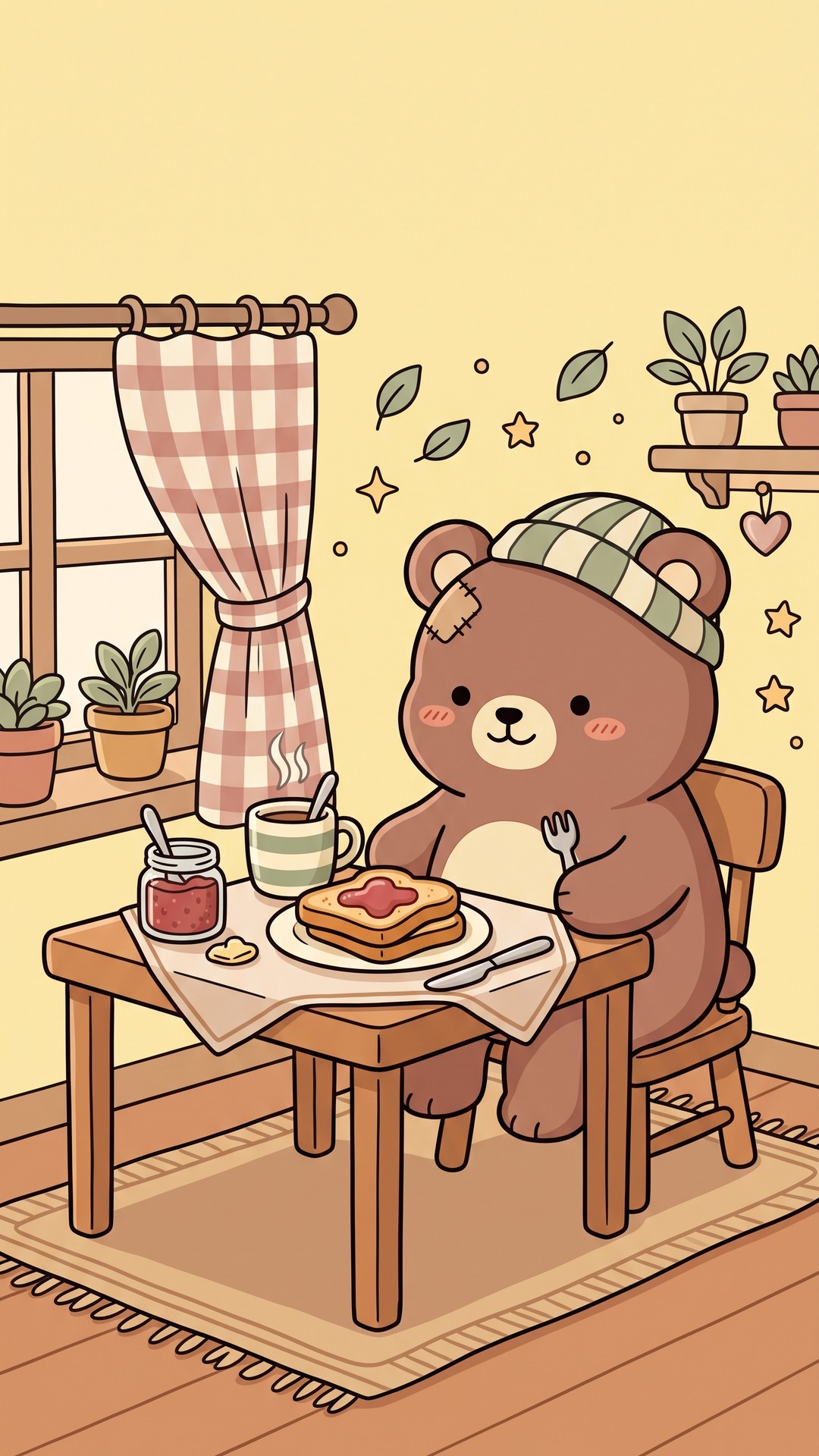 Morning Toast cute phone wallpaper