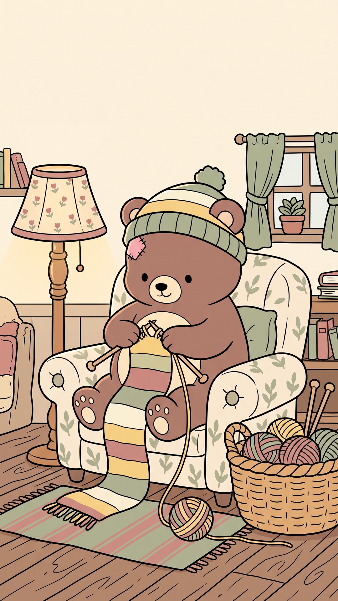 Knitting Armchair cute phone wallpaper