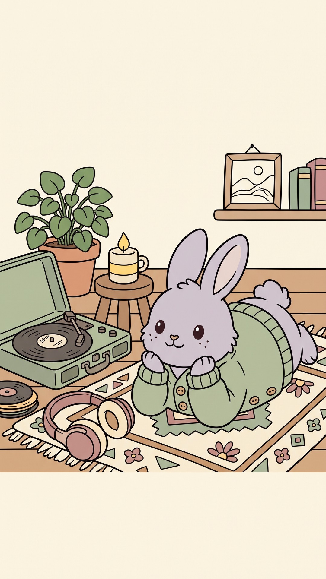 Record Player Evening cute phone wallpaper