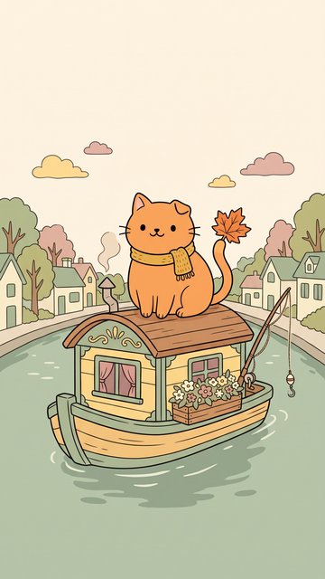 Tiny Houseboat phone wallpaper
