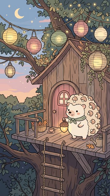 Treehouse Lantern phone wallpaper