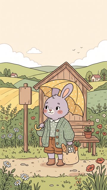 Bus Stop Umbrella phone wallpaper