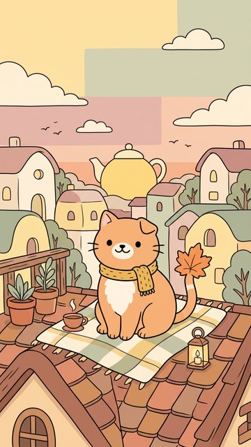 Rooftop Sunset Tea phone wallpaper