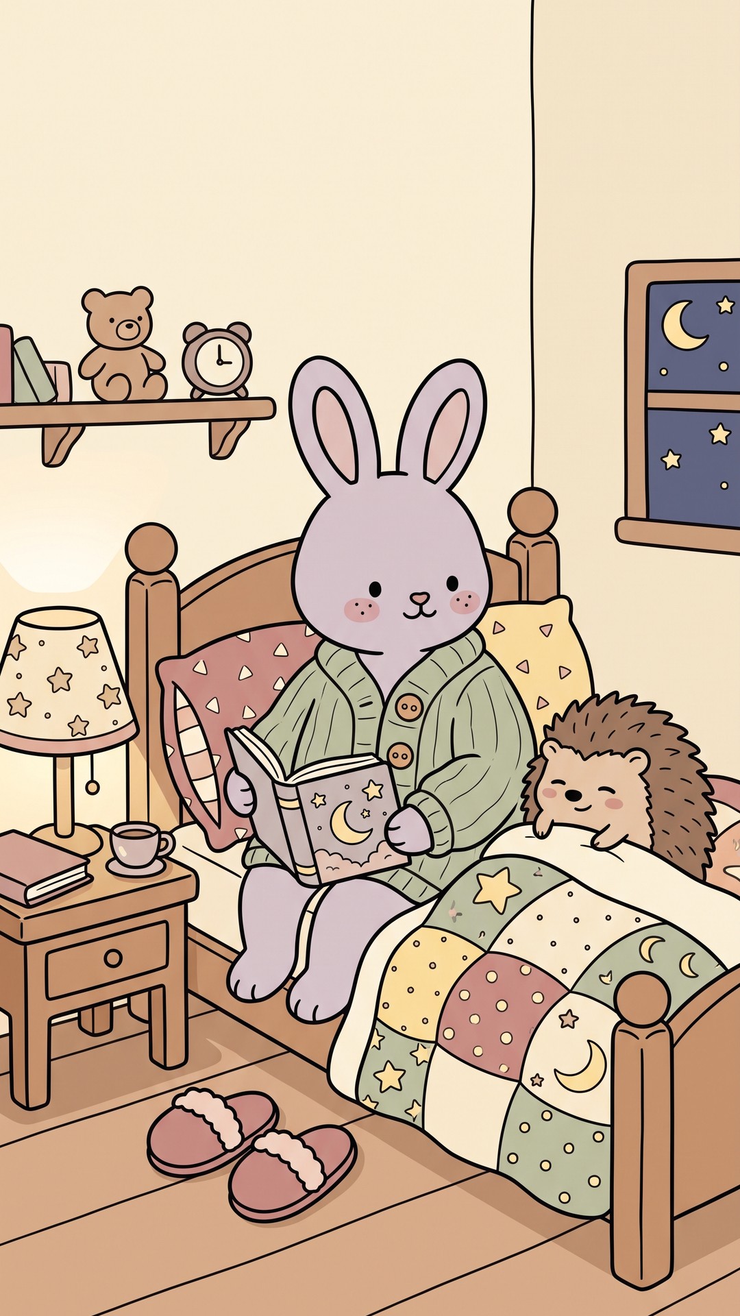 Bedtime Story Lamp cute phone wallpaper