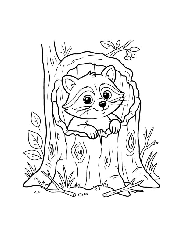 Woodland Animals Coloring Pages for Kids page 6