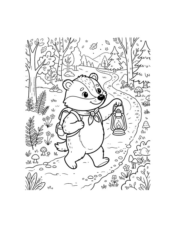 Woodland Animals Coloring Pages for Kids page 10