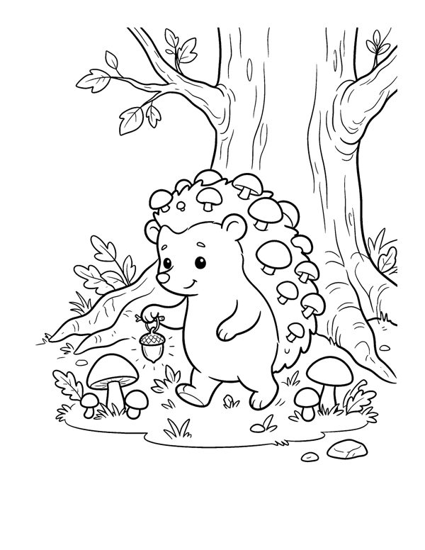 Woodland Animals Coloring Pages for Kids page 12