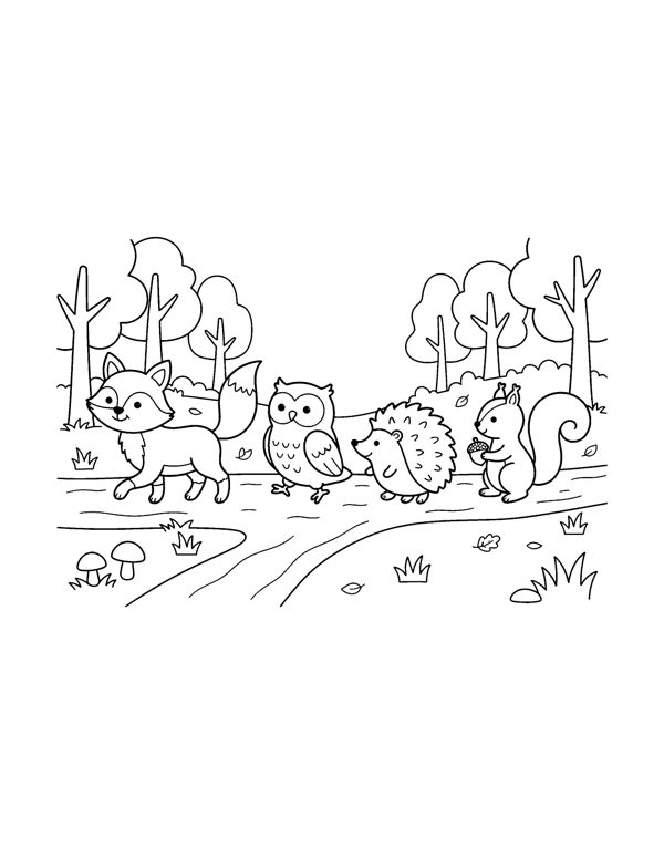 Woodland Animals Coloring Pages for Kids page 20